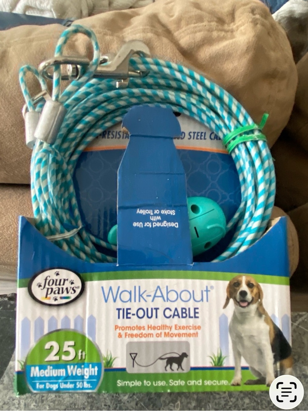 NEW! Walk-About Pet Tie-Out Cable for Dogs, 25 ft - Medium Weight